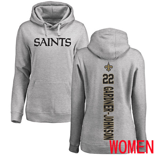 New Orleans Saints Ash Women Chauncey Gardner Johnson Backer NFL Football 22 Pullover Hoodie Sweatshirts